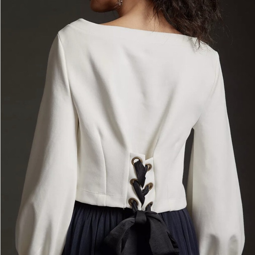 Anthropologie Maeve Top with Balloon Sleeves, back tie detail, size S